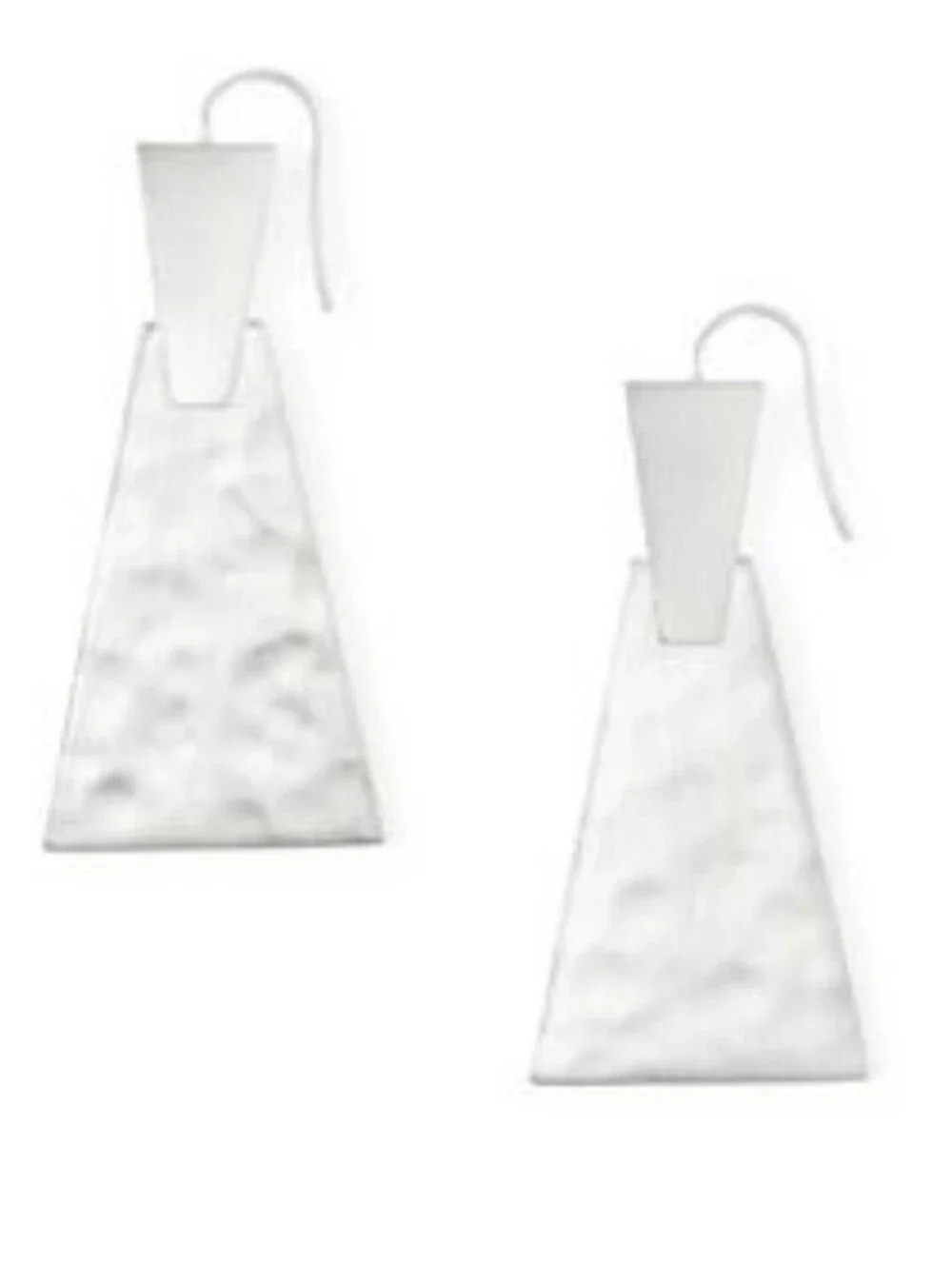 Kendra Scott Keerti Hammered Silver Geometric Trapezoid Dangle Drop Earrings - Picture 1 of 7